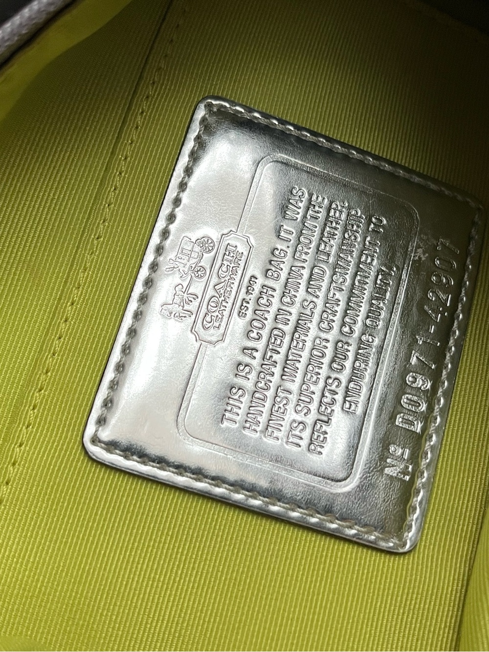 Coach Op Art Gray 🩶💚 Lime Signature Jacquard Mini Shoulder Bag Y2K, EUC - Picture 6 of 13